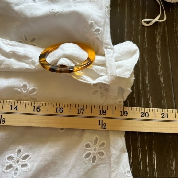 Missguided White Eyelet Mini Belted Dress with Edge Attached Shirt Sleeves - Picture 9 of 14